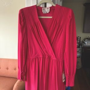 Vintage Hot Pink Silk Dress with Belt